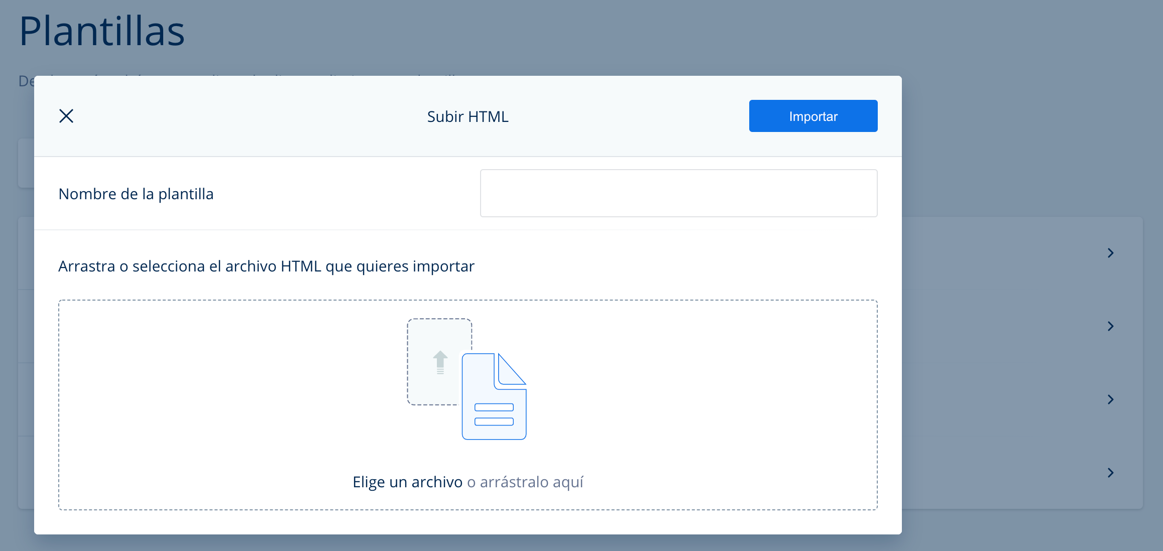 Subir plantilla HTML