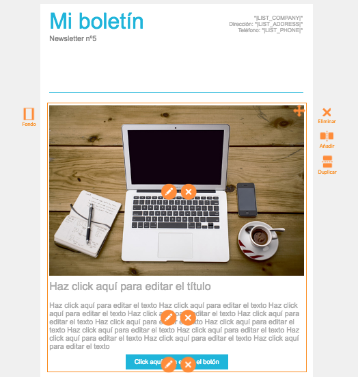 Edita tu plantilla de email marketing