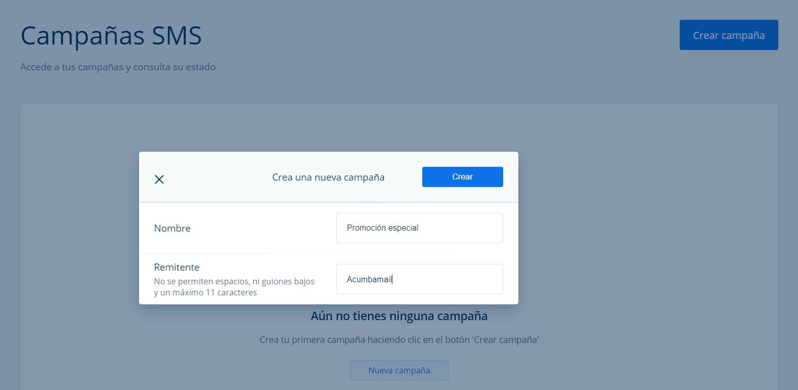 crear campaña de sms masivo