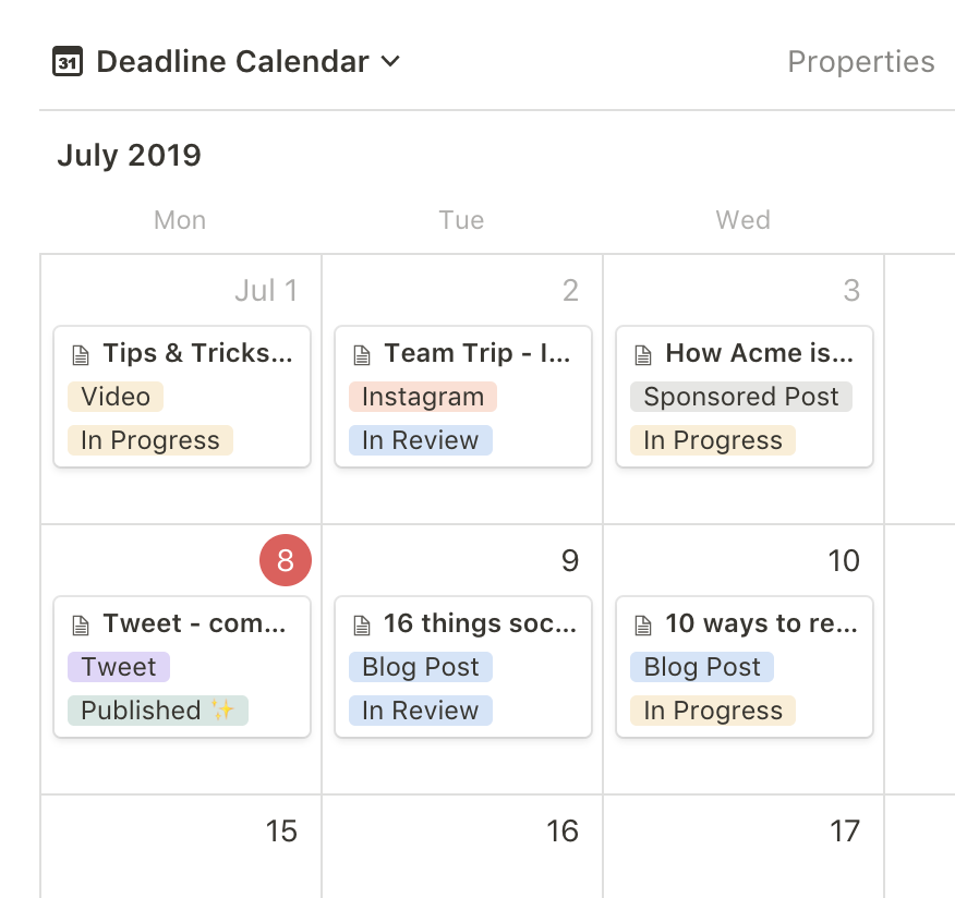 notion calendar template