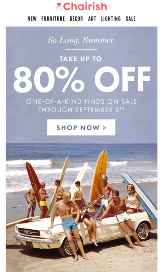 campaña de email marketing de fin de rebajas de verano