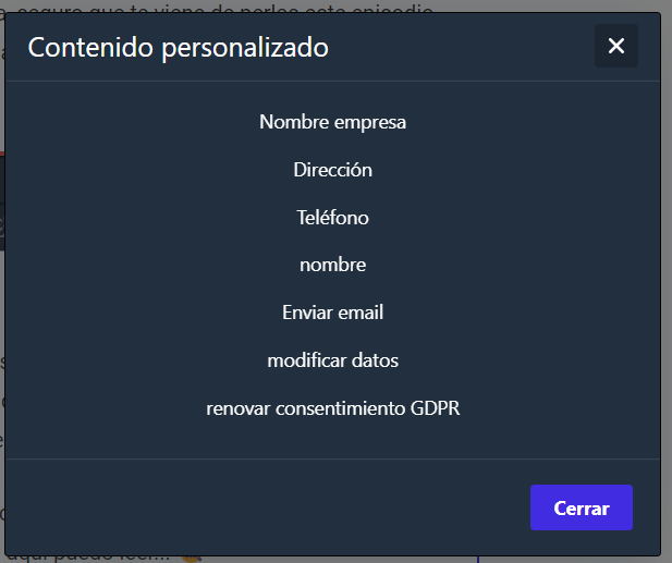 contenido personalizado