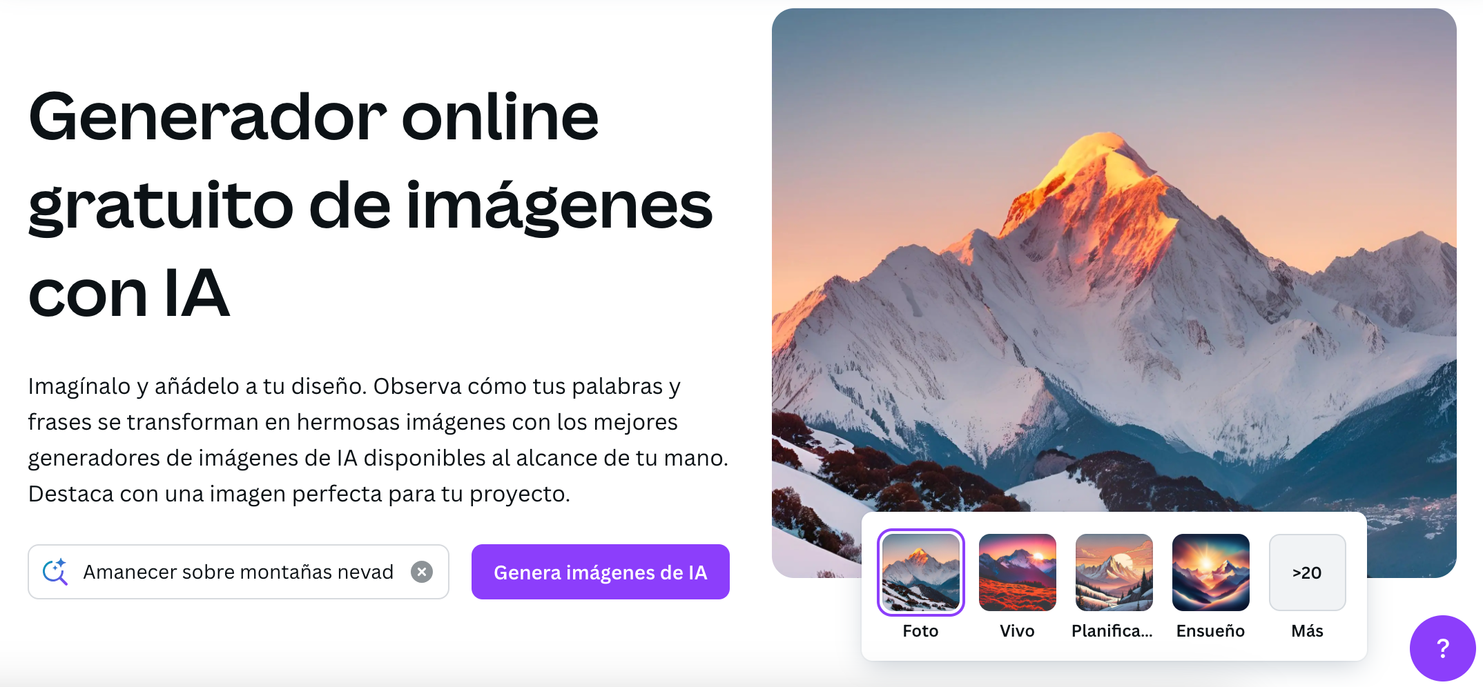 generador de imágenes con IA de Canva