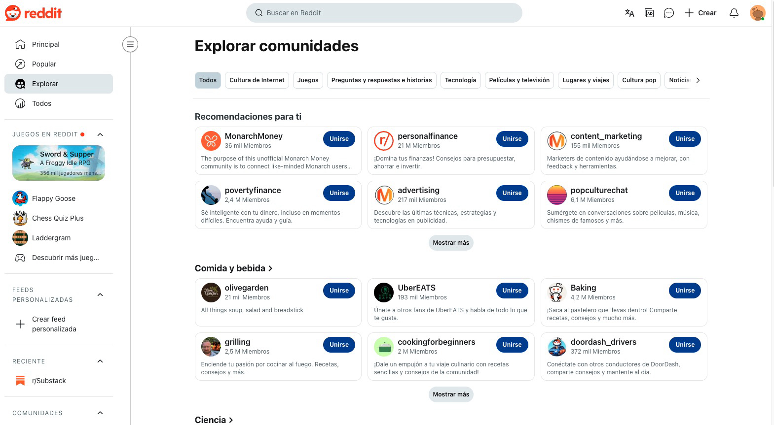 explorar comunidades en reddit