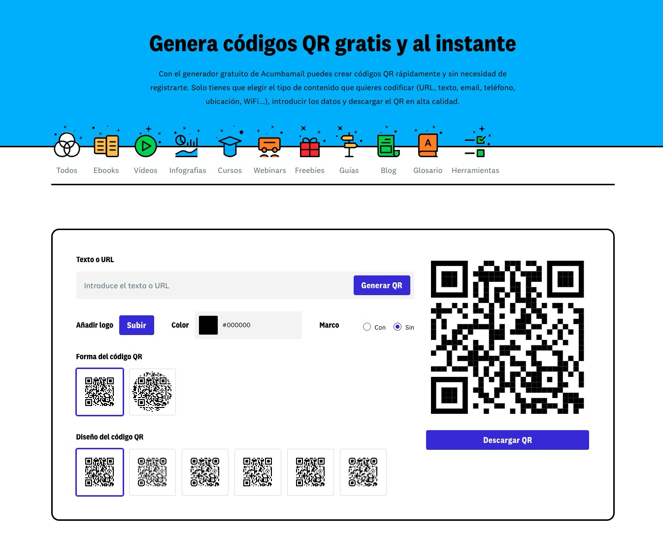 generador de qr acumbamail