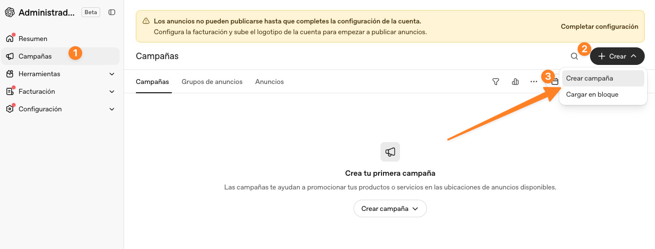 crear campaña ads chatgpt