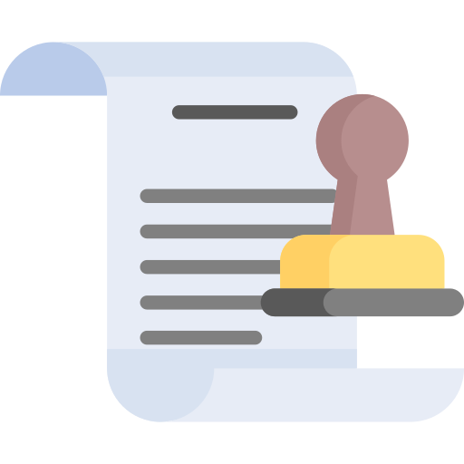 dibujo de flaticon de un icono de  un folio y un sello