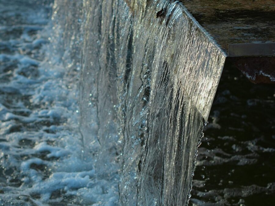 Water flowing from a treatment facility