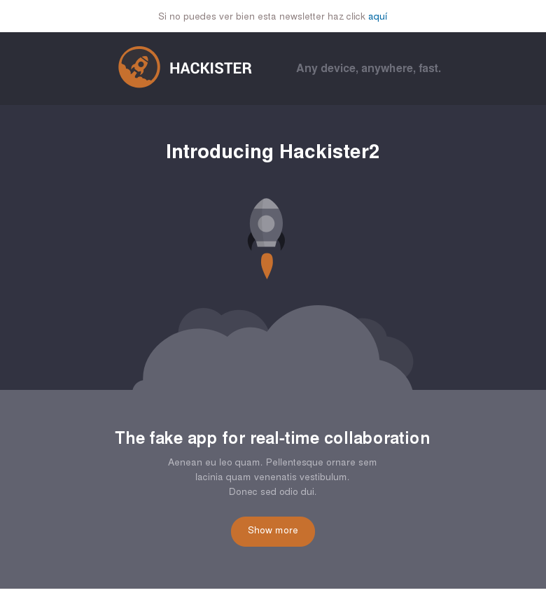 Plantilla email marketing Cohete