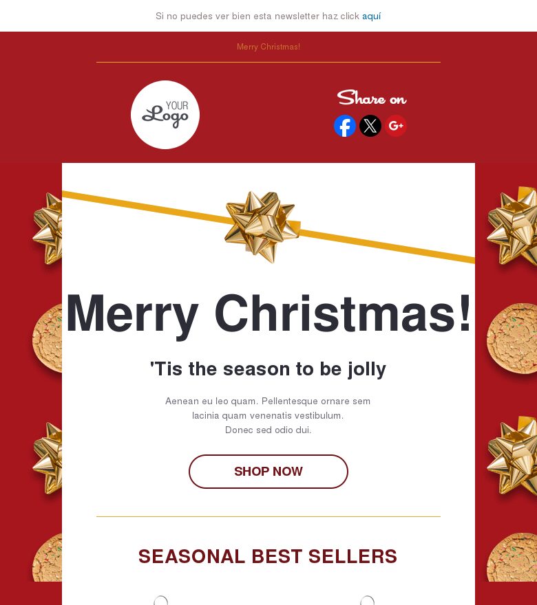 Template email marketing Navidad roja