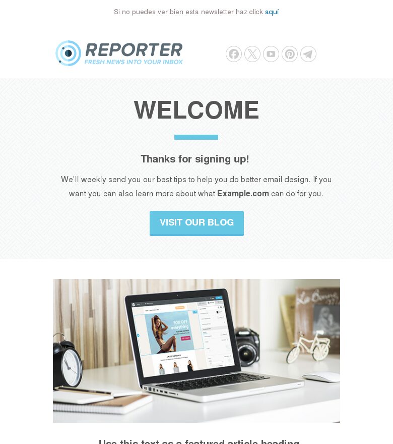 Template email marketing Lanzamiento