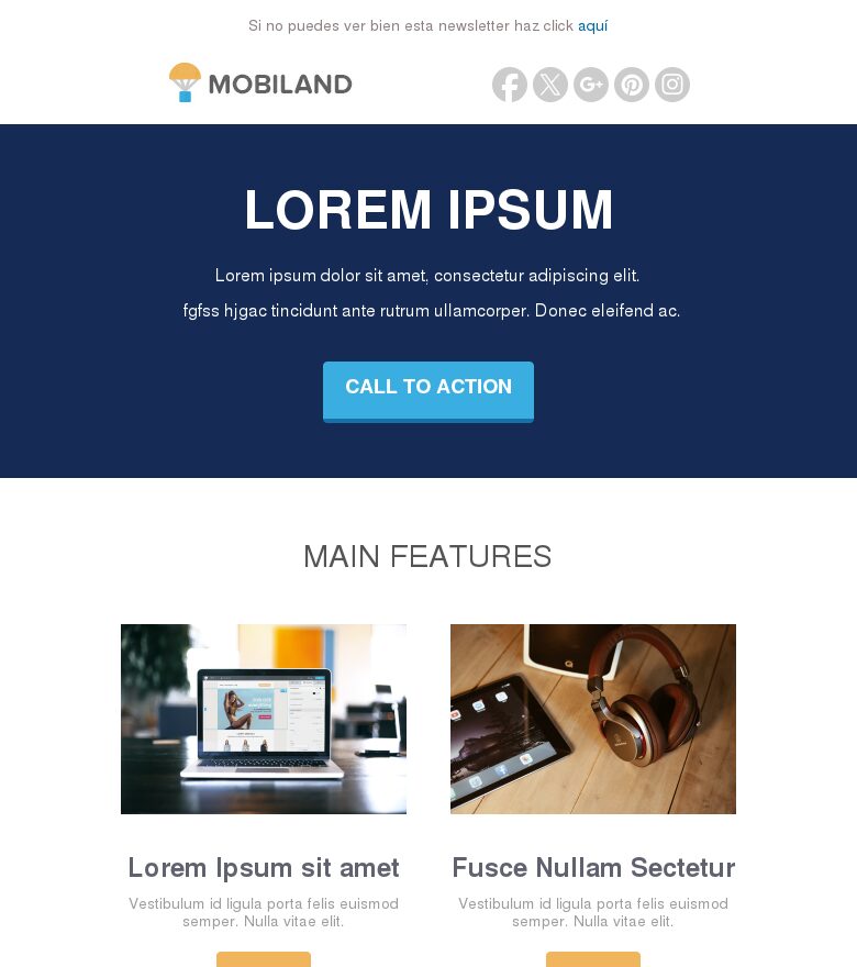 Email marketing template Botones