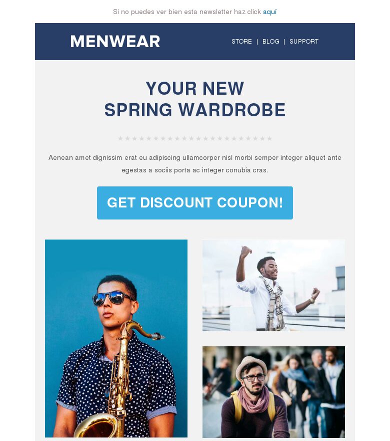Email marketing template Cupón