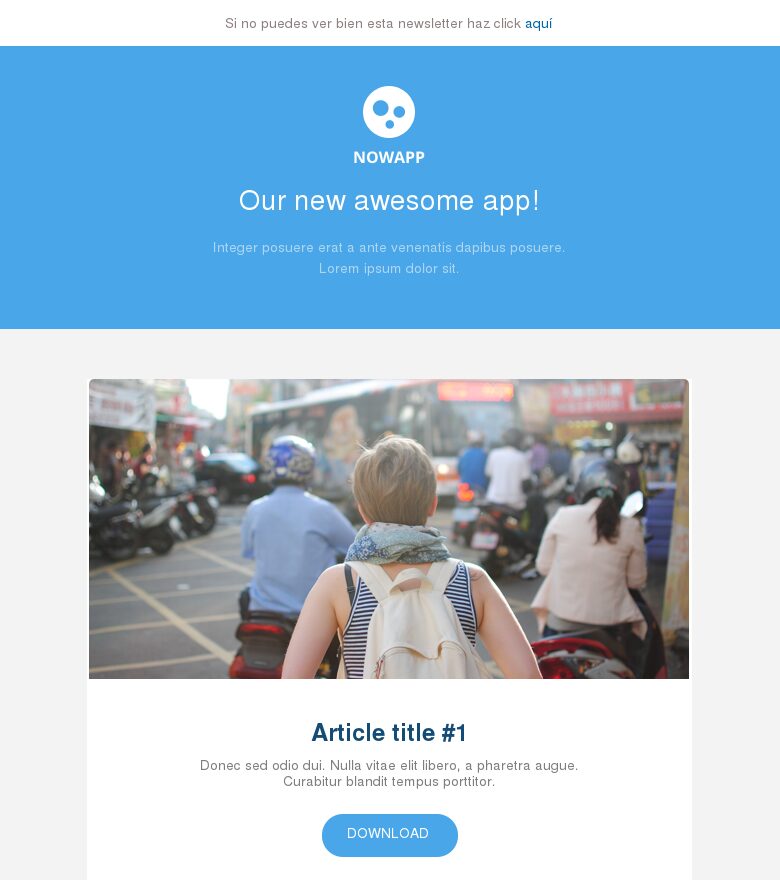 Template email marketing Azul larga