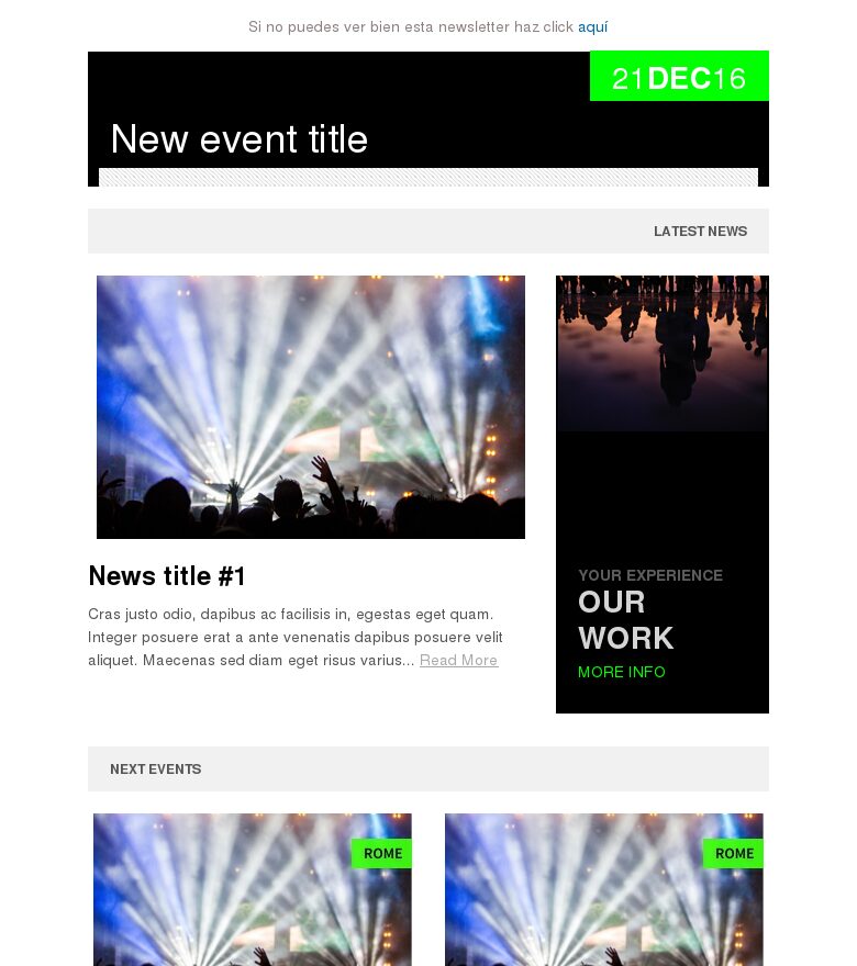 Template email marketing Concierto larga
