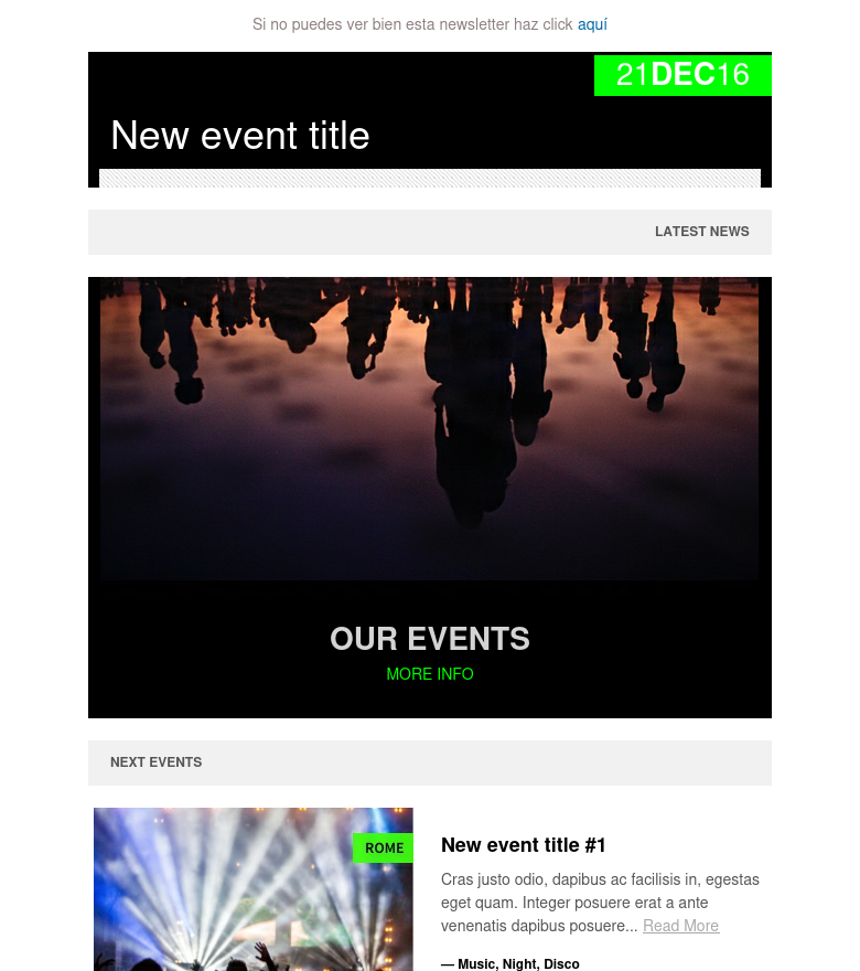 Template email marketing Concierto