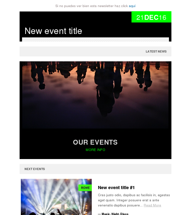 Plantilla email marketing Concierto