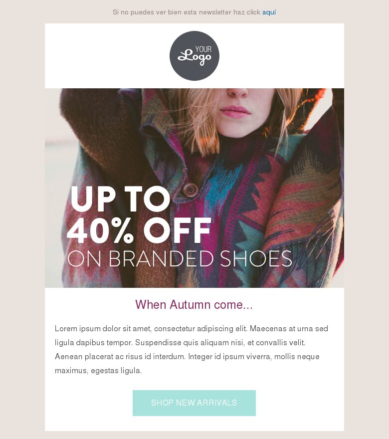 Template email marketing Moda joven