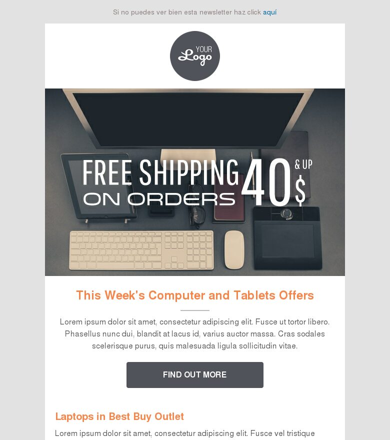 Email marketing template Escritorio