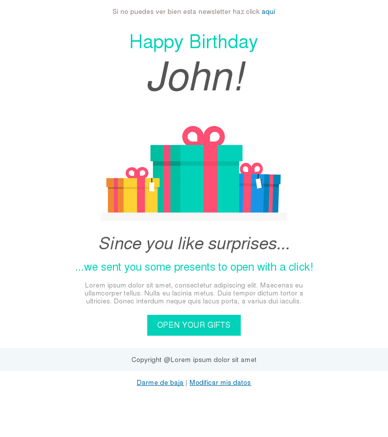 Plantilla email marketing Feliz cumpleaños