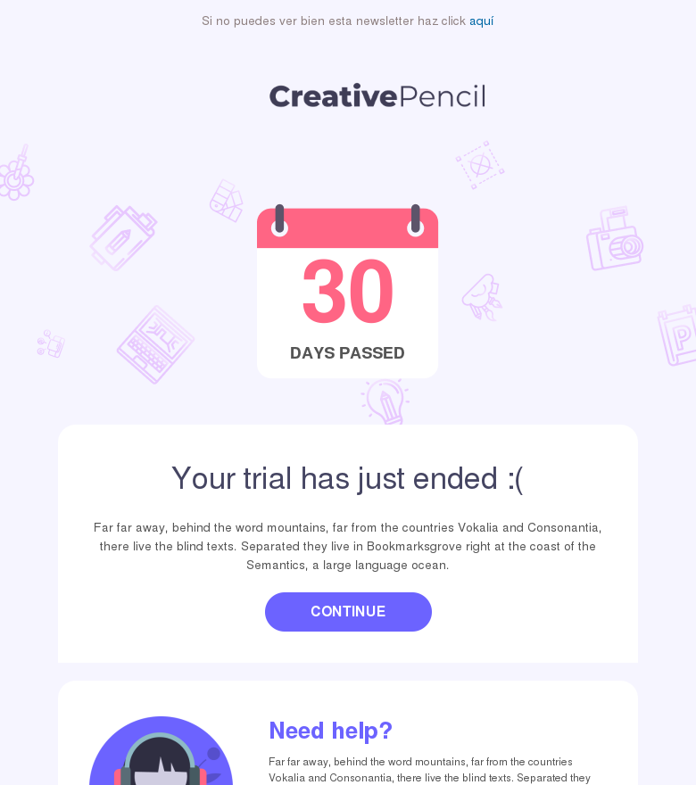 Plantilla email marketing Periodo de prueba