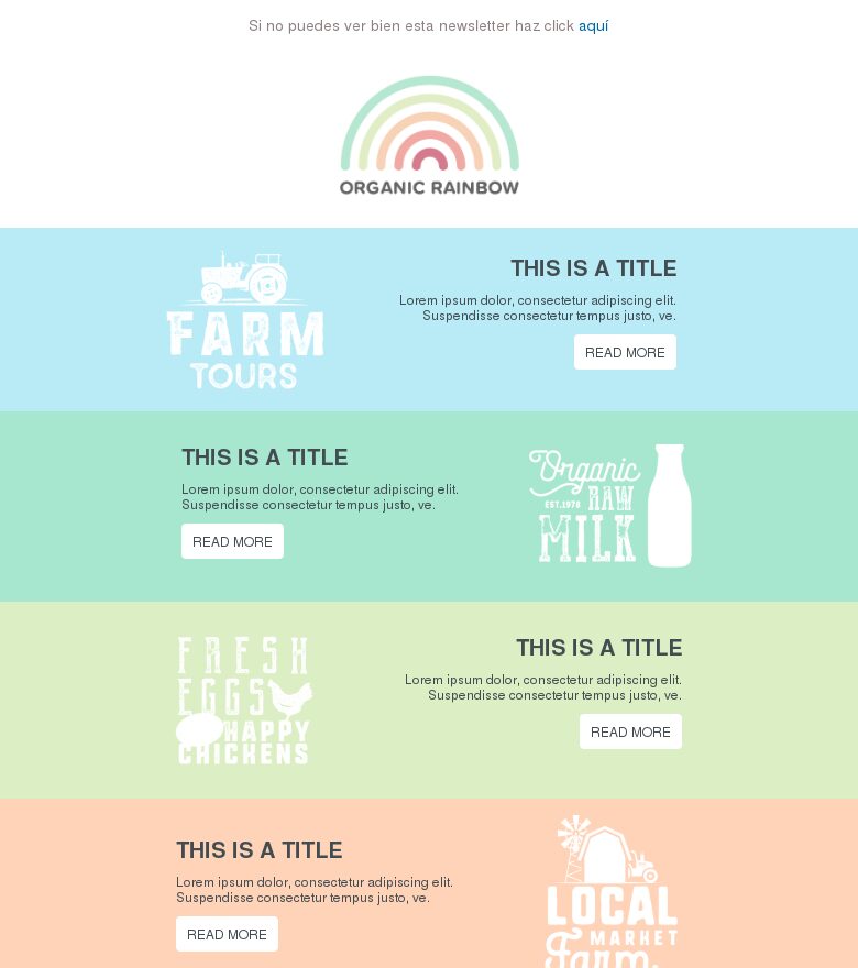 Template email marketing Arcoiris saludable