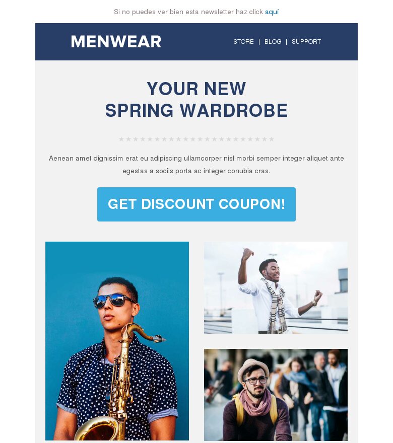 Template email marketing Moda hombre