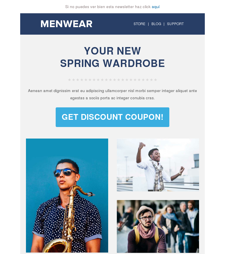 Plantilla email marketing Moda hombre