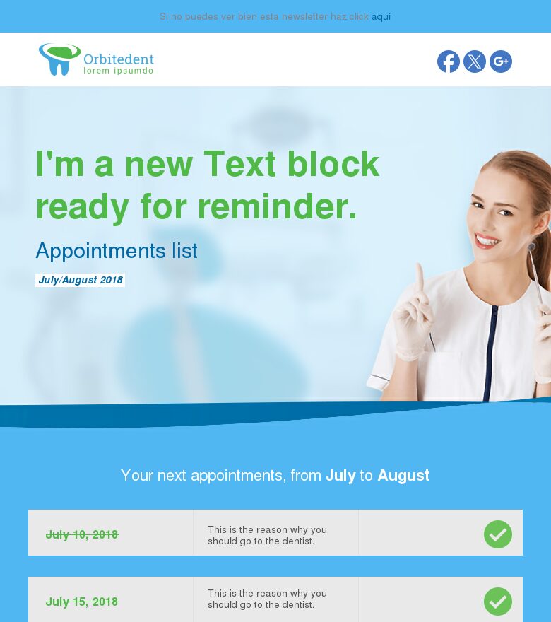 Template email marketing Dentista