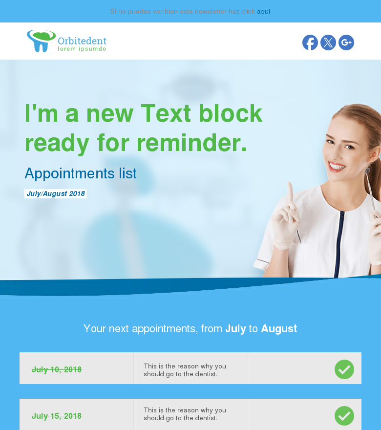Plantilla email marketing Dentista