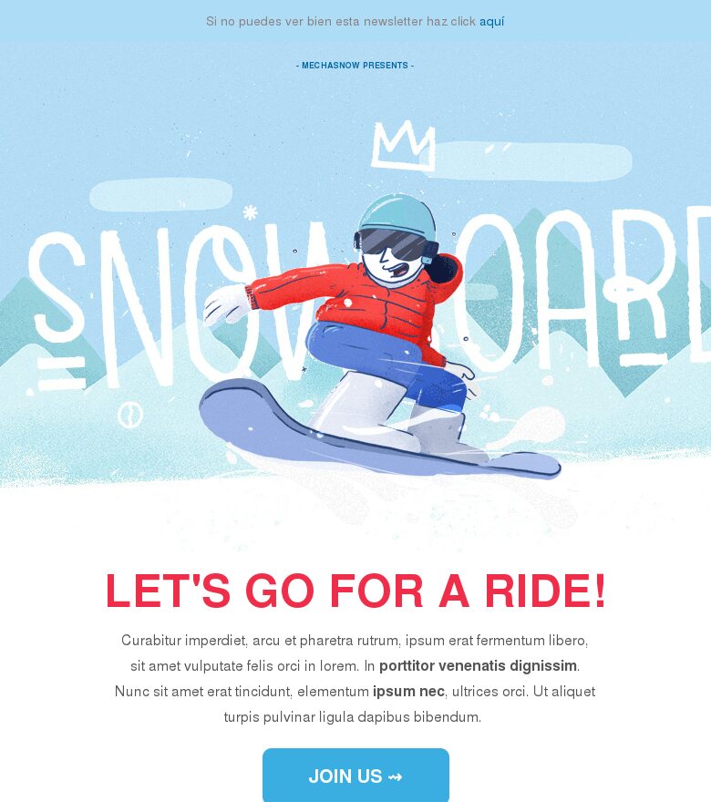Template email marketing Snowboard