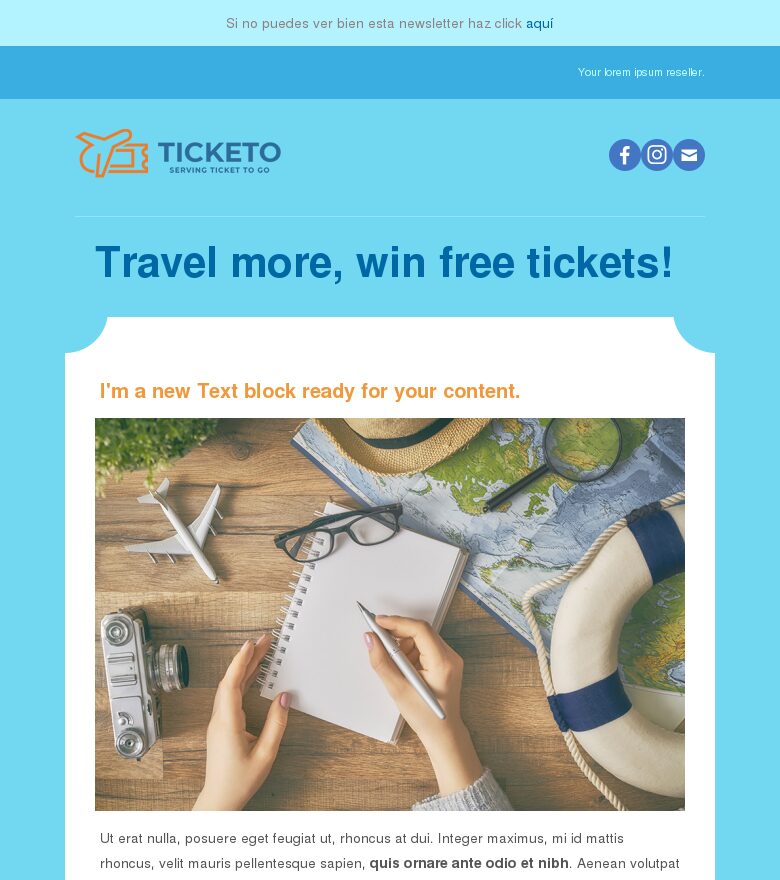 Template email marketing Billetes