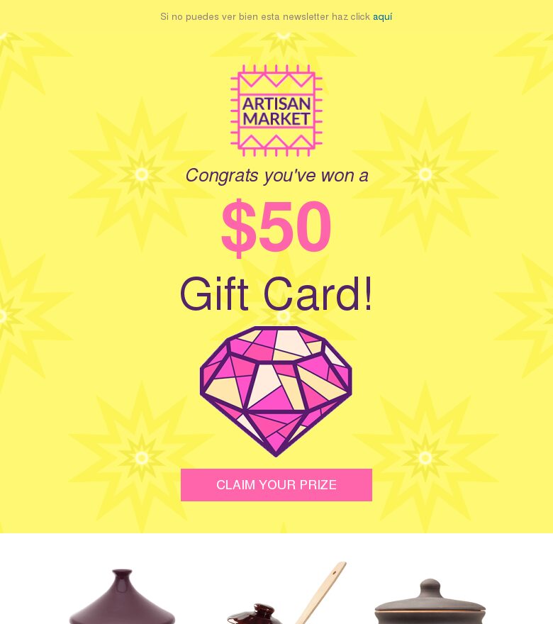 Template email marketing Tarjeta regalo