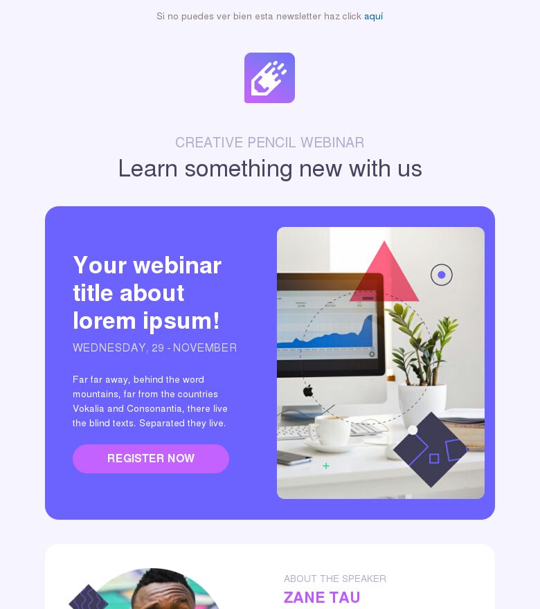Template email marketing Webinar