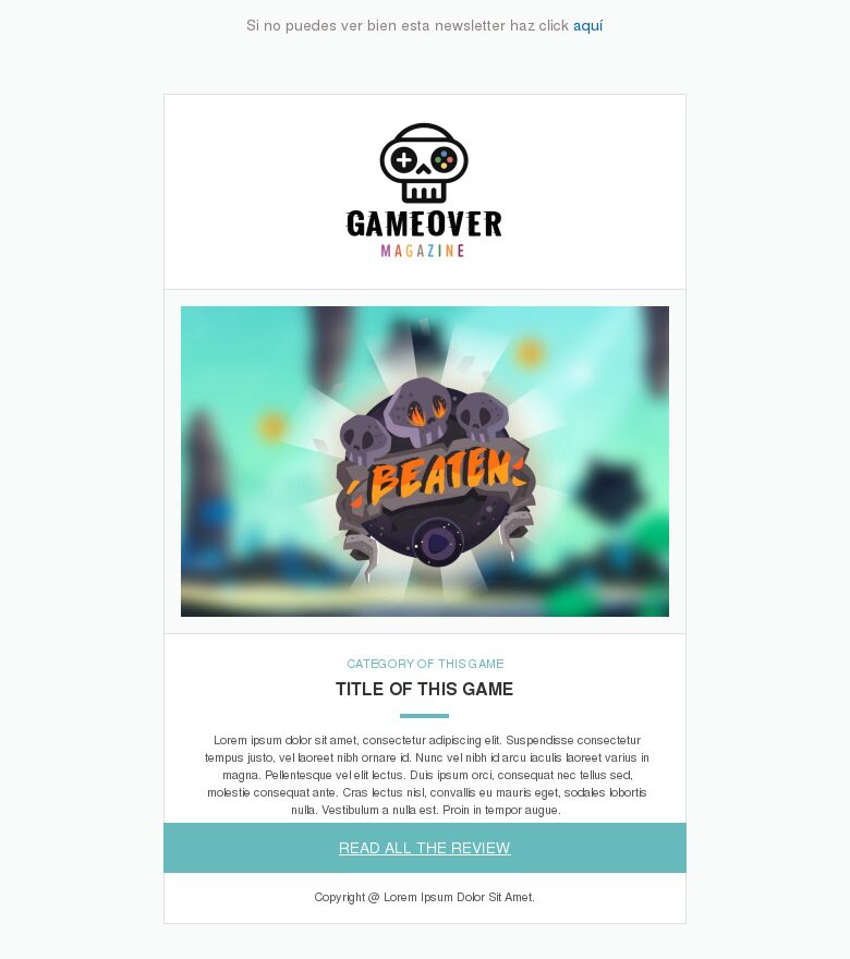 Email marketing template Revista gamer
