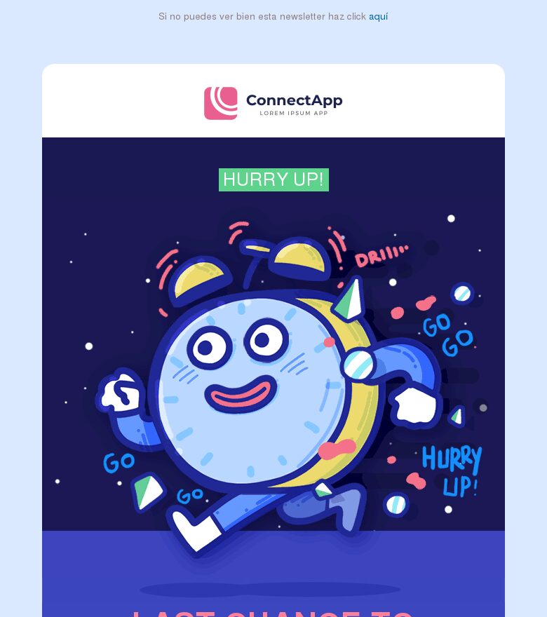 Template email marketing Última oportunidad