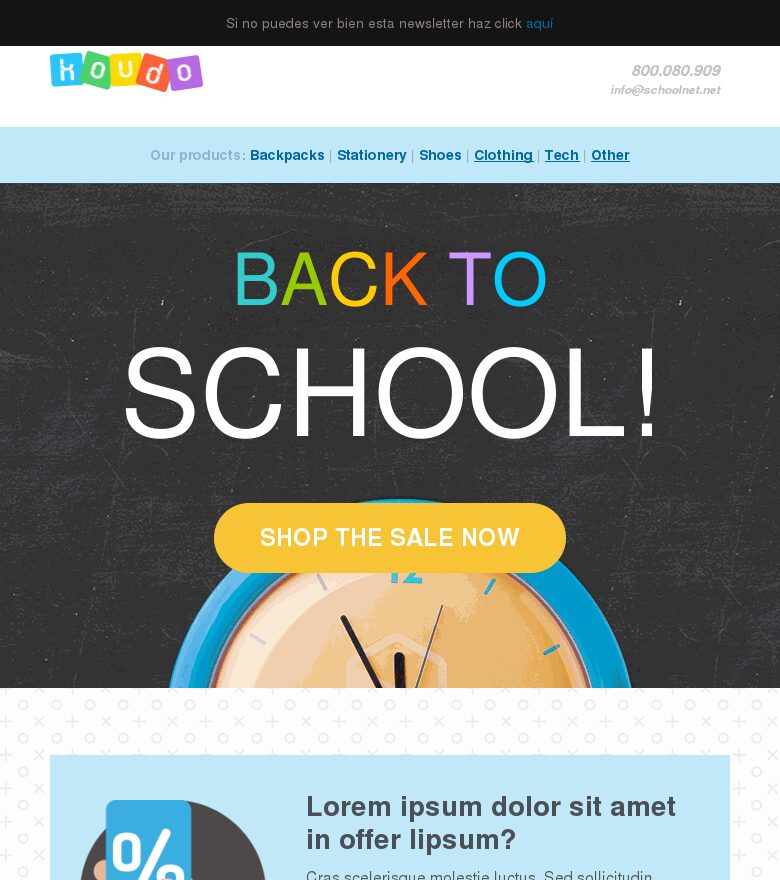 Template email marketing Vuelta al cole