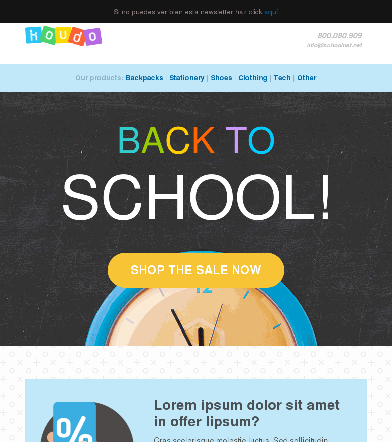 Plantilla email marketing Vuelta al cole