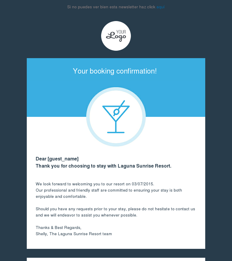 Plantilla email marketing Confirmación reserva