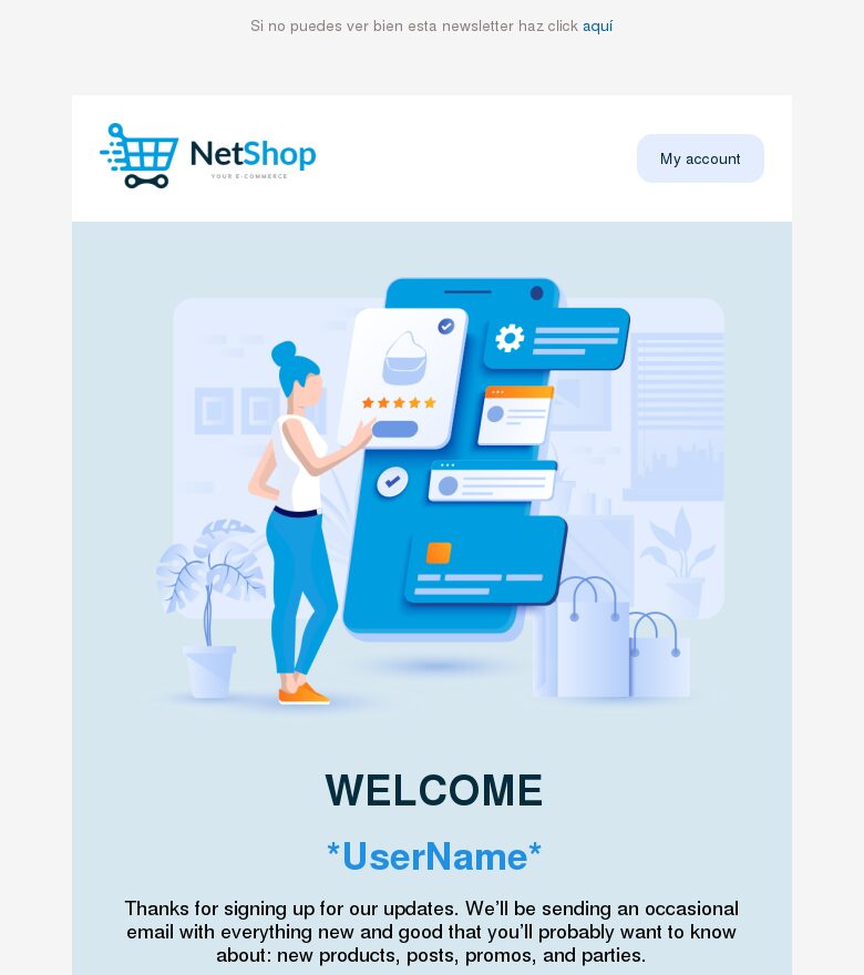 Template email marketing Bienvenido cliente