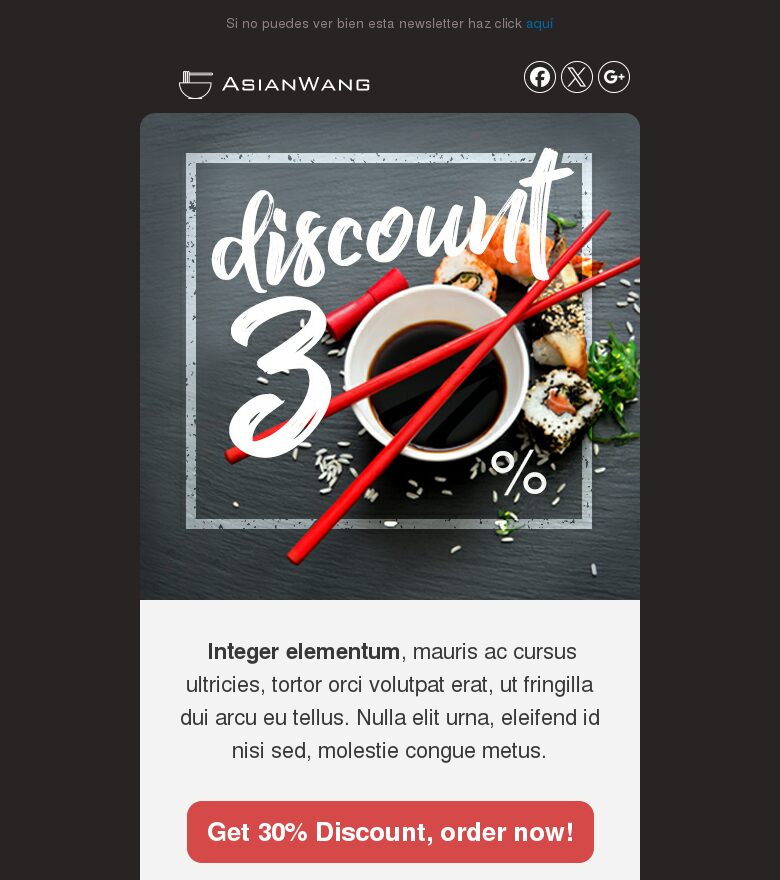 Email marketing template Restaurante Asia