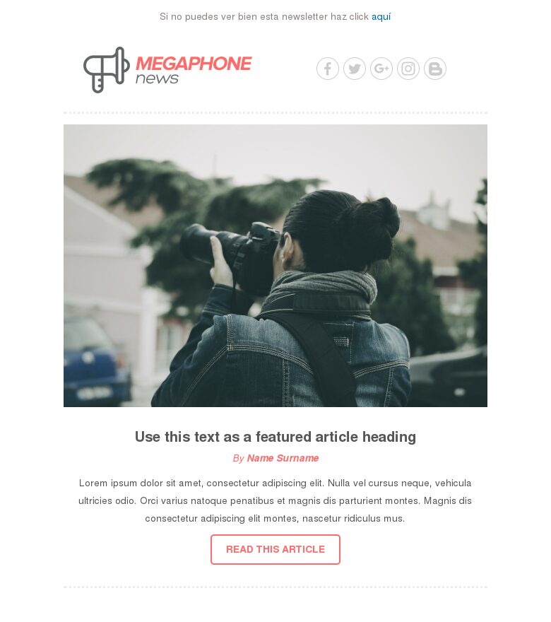 Template email marketing Blog novedades