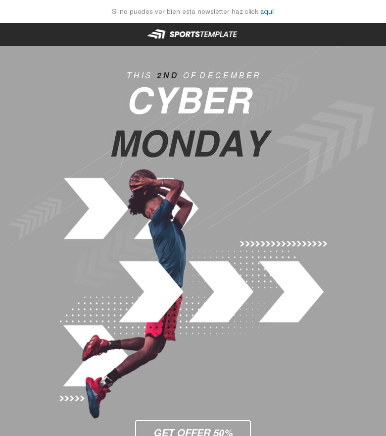Template email marketing Cyber monday mínima