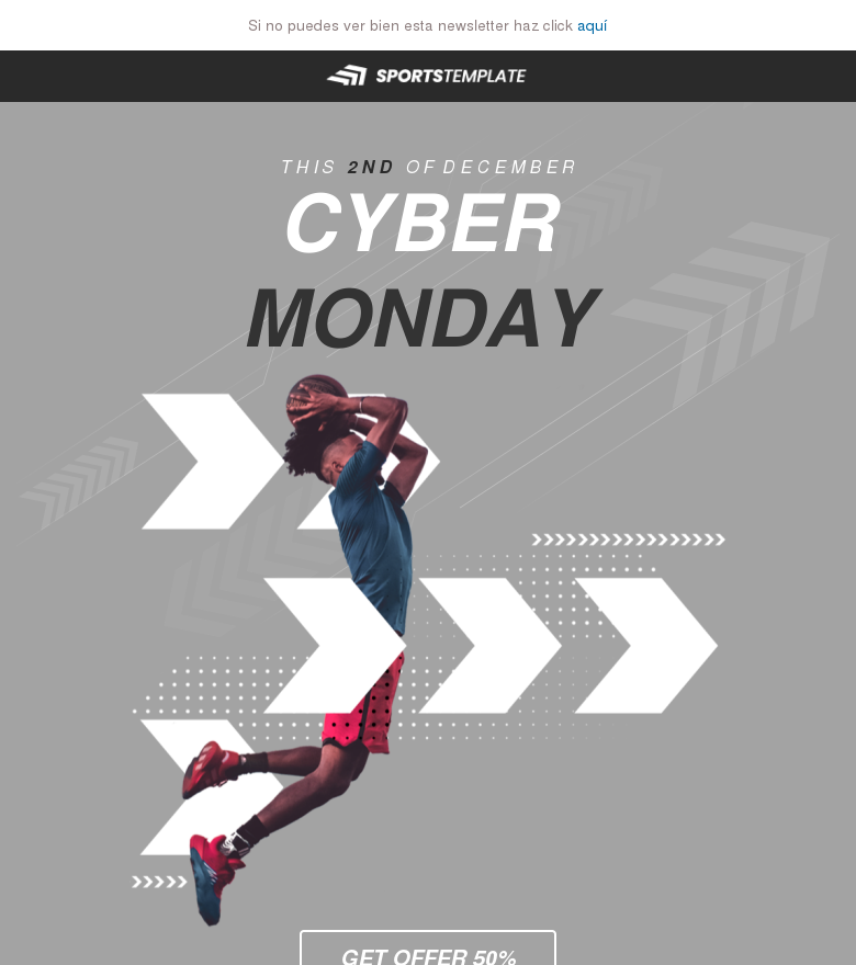 Plantilla email marketing Cyber monday mínima