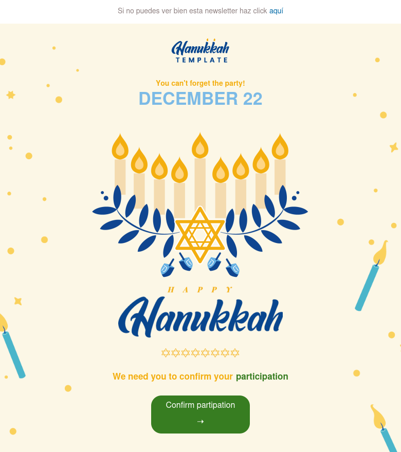 Plantilla email marketing Hanukkah