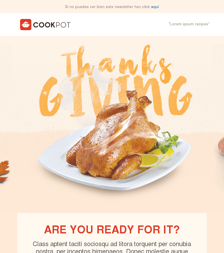 Plantilla email marketing Acción de gracias