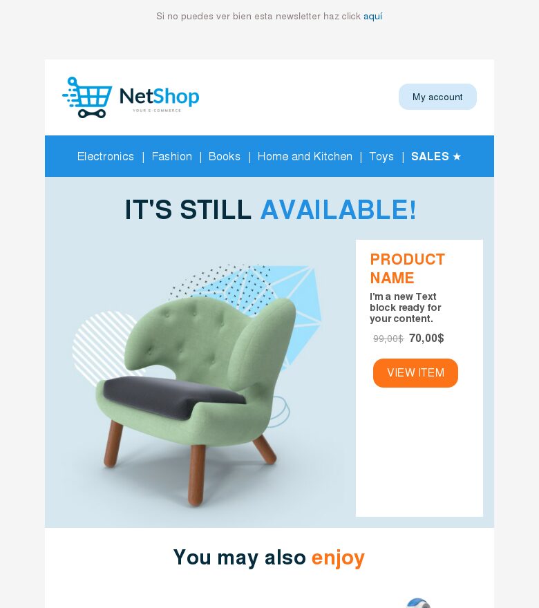 Template email marketing Productos