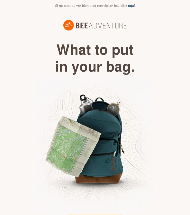 Template email marketing Mochila viaje