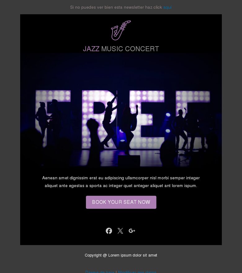 Email marketing template Concierto jazz
