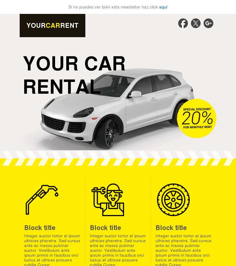 Template email marketing Alquiler coches